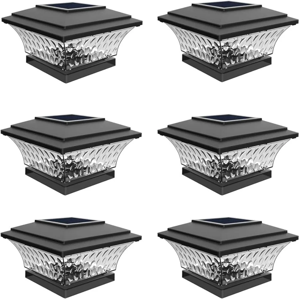 Outdoor Solar Post Lamp, Outdoor LED Lighting Suitable for 4x4 Wooden Posts Black 6PK, Solar Cap Lights outdoor solar post lamp with led bulbs lights solar powered fits 4x4 6x6 posts slate black solar cap lights outdoor 8 pack