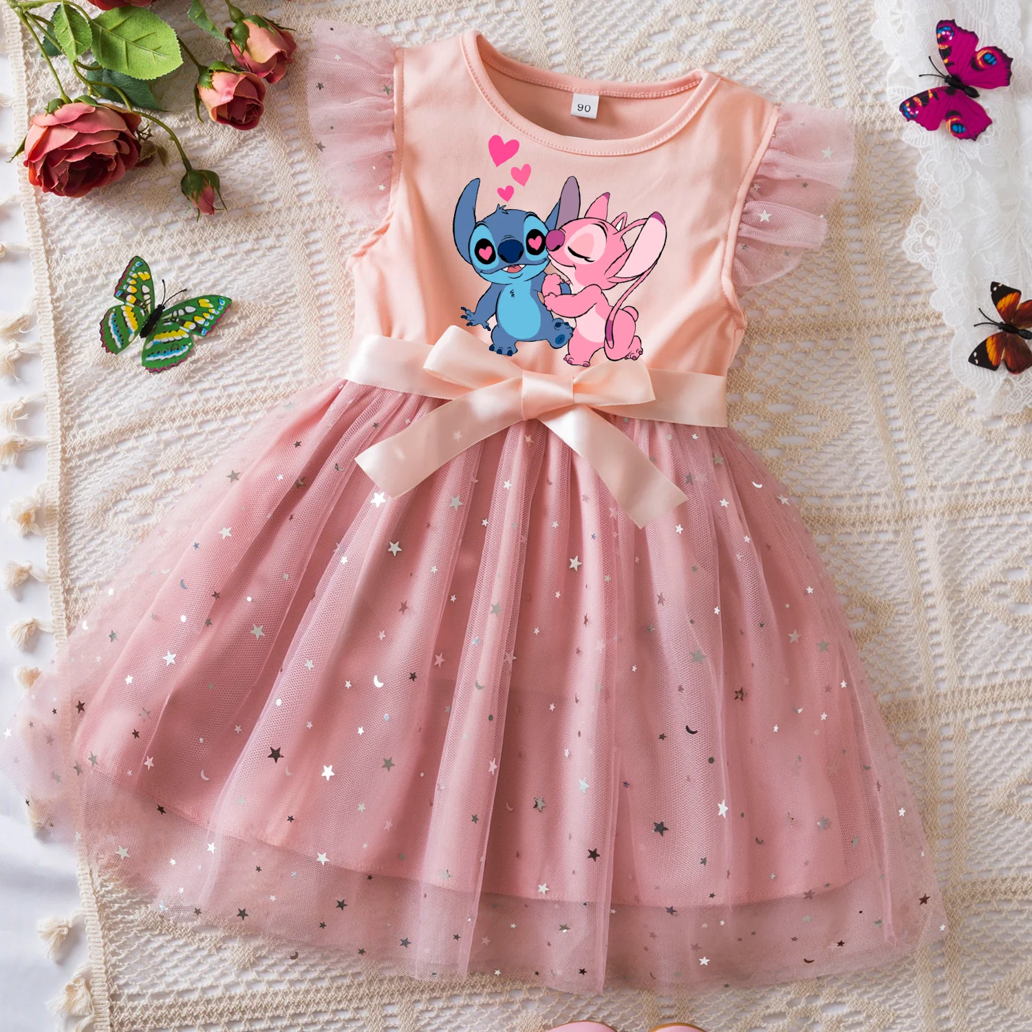 Lilo Stitch Summer Toddler Girl Dress Princess Star Neonate Vestiti Tulle Tutu Dress For Childress Party 2-6Y