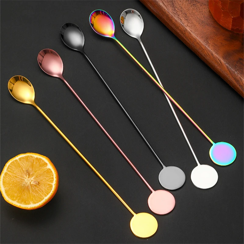 16/21cm Long Handle Stir Bar Spoon Stainless Steel Mixing Ounces Cocktail Spoons Coffee Scoop for Dessert Bartender Accessories