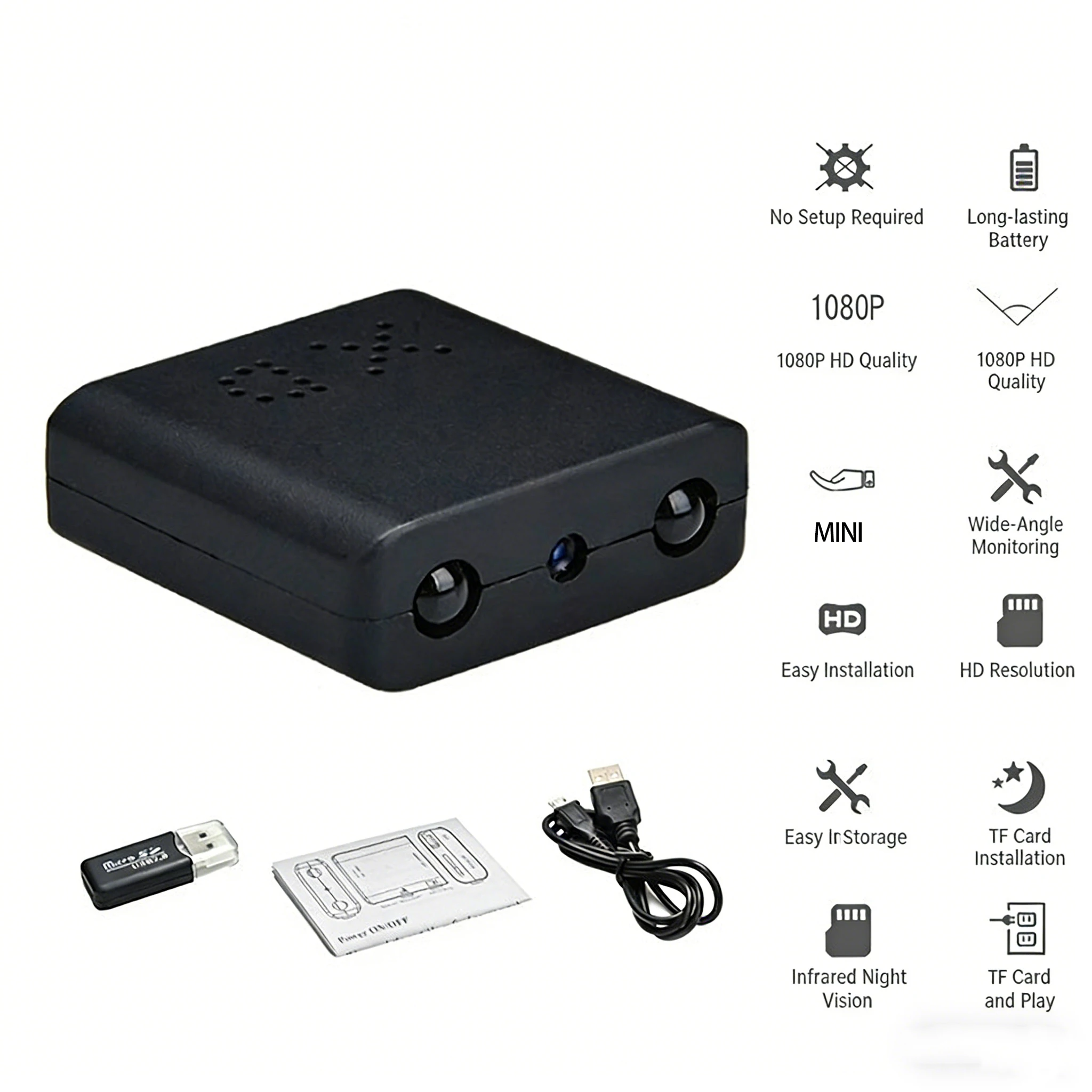 MINI telecamera per la sicurezza Piccola telecamera WiFi 1080P HD Smart Home Mini telecamere Nanny Cam con sensore di movimento Visione notturna - immagine 6
