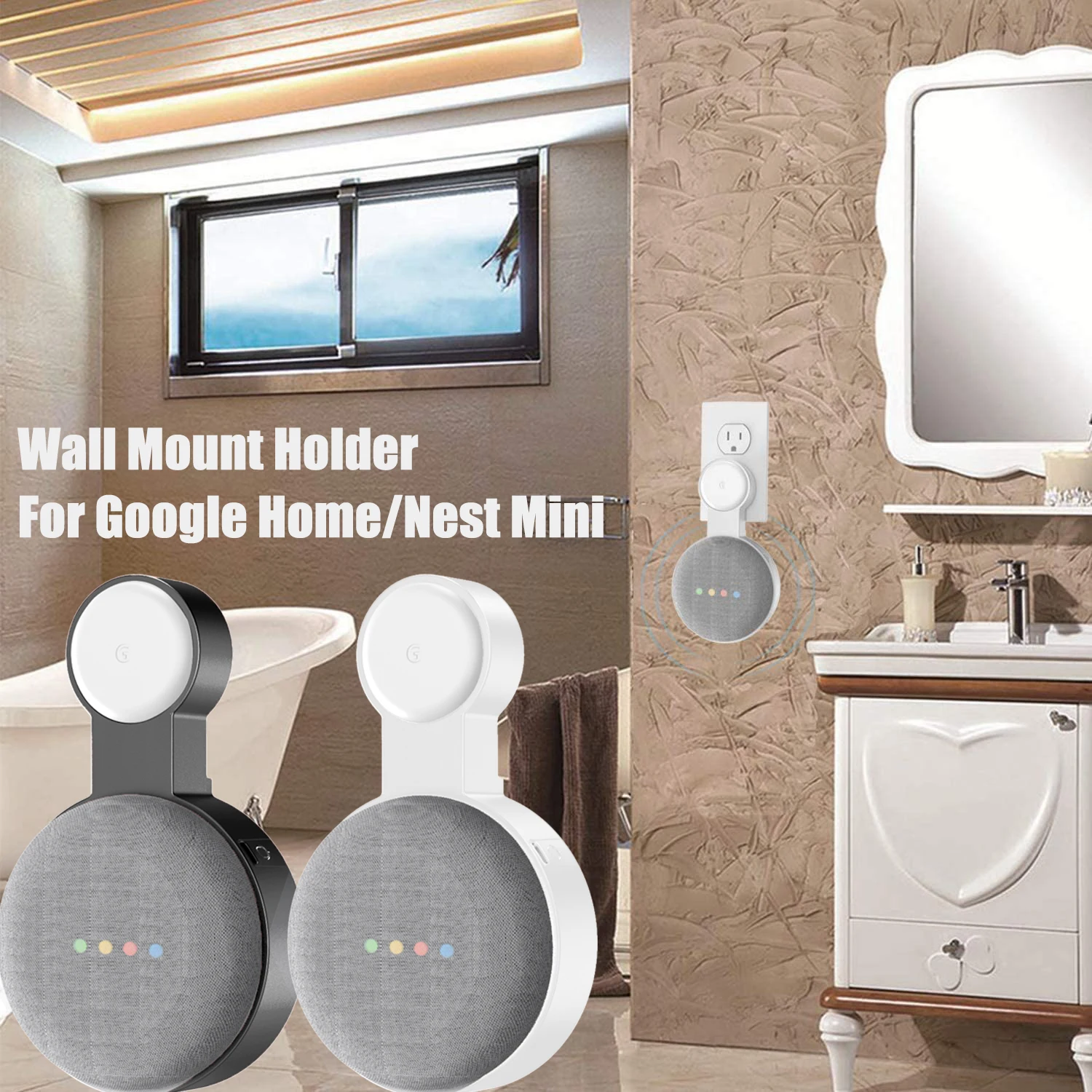 Presa Supporto Per Montaggio A Parete Per Google Home Mini (1St Gen) Google Nest Mini (2St Gen) Gestione Del Cavo Per Google Mini Speaker Holder