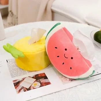 Plush Cute Cartoon Fruit Pineapple Avocado Tissue Box Paper Tissue Holder Napkin Case Pouch Gifts