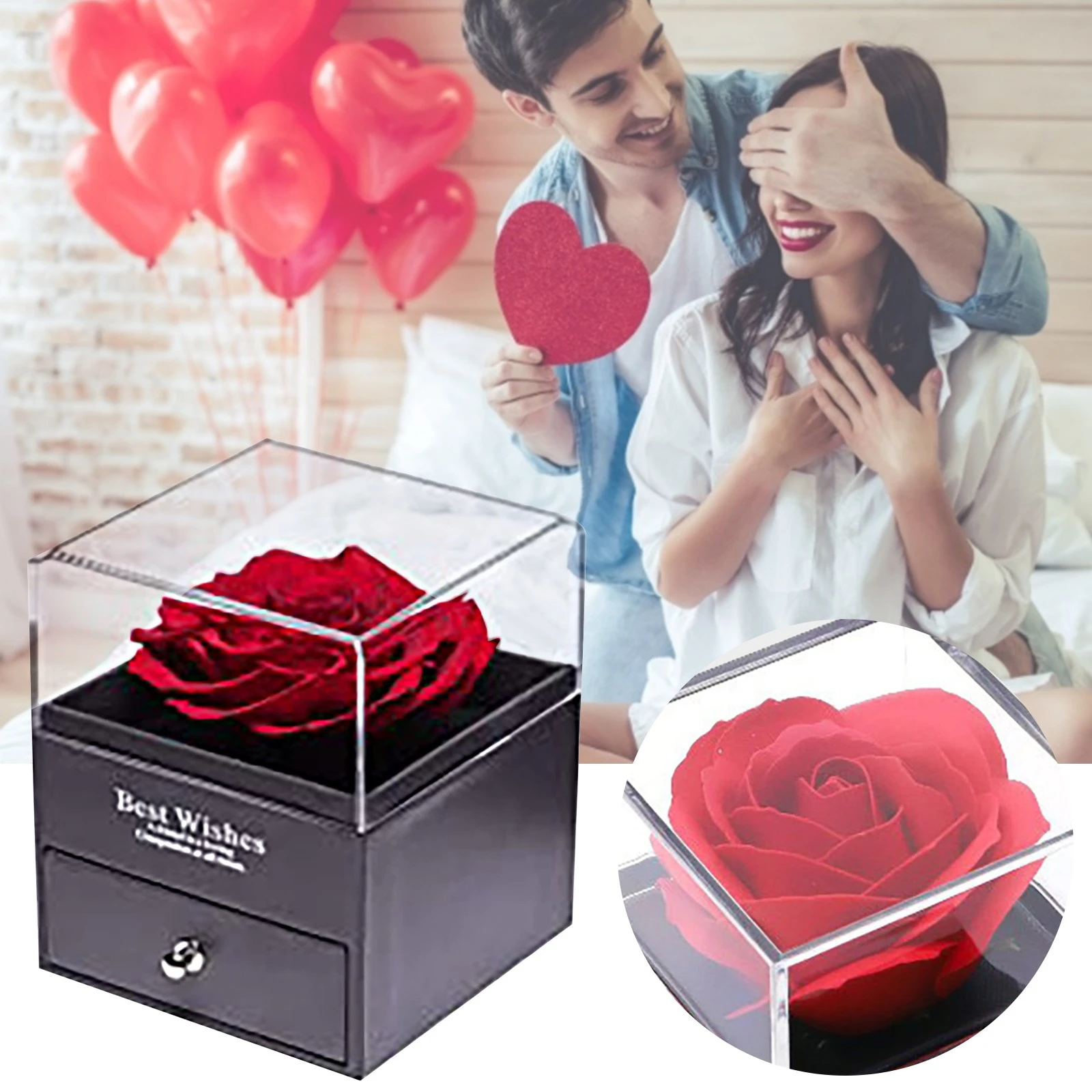 Nueva Rosa eterna preservada, caja de joyas de flores eternas, adornos de  simulación, regalo para el Día de San Valentín, joyería cosmética, caja de  regalo #|Flores artificiales y secas| - AliExpress
