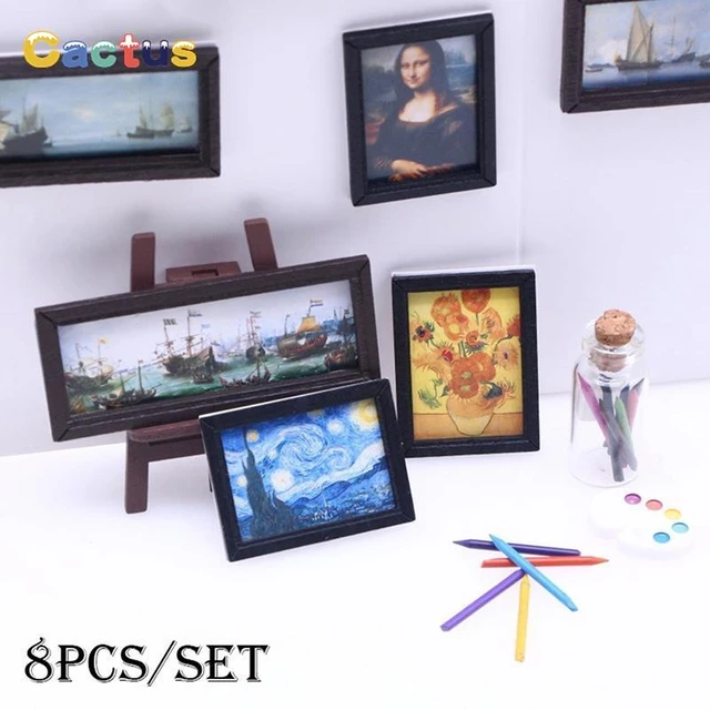 1Set 1:12 Dollhouse Miniature Oil Painting Wall Picture Decoration  Accessories - AliExpress