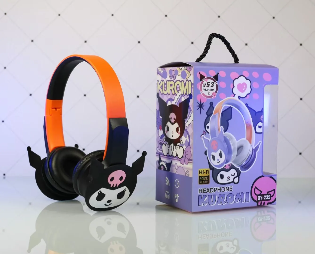 NEW Sanrio XY-232 Kuromi Bluetooth Wireless Headphones Wireless Headset with Mic Foldable Lightweight Earphone for Phones Laptop