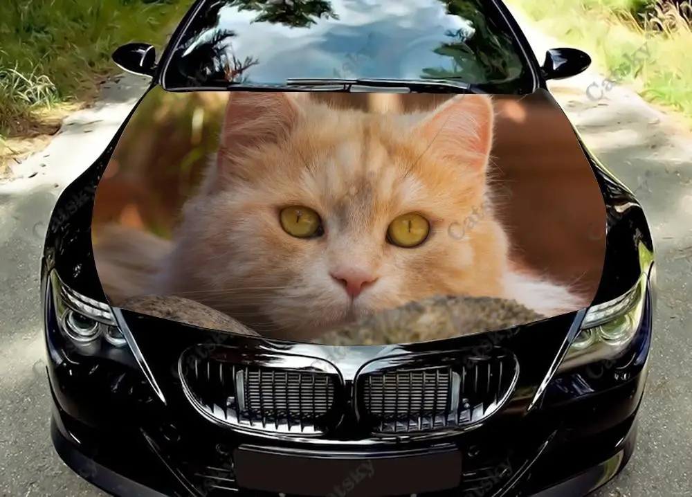 

cat animla Car Hood Vinyl Stickers Wrap Vinyl Film Engine Cover Decals Sticker on Car Auto Accessories