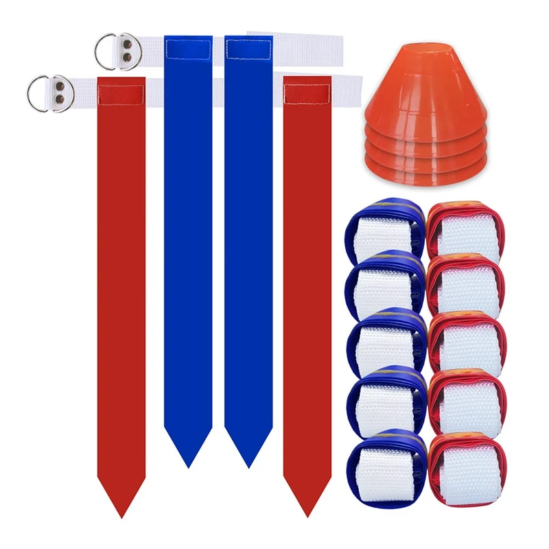 

NEW-Flag Football Set, 10 Player Flag Football Belts And Flags Set, Complete Indoor & Outdoor Training Set