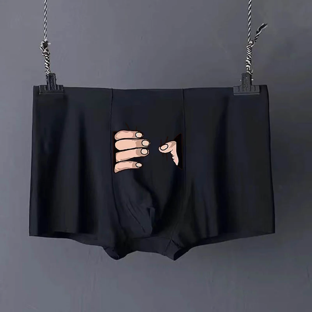 Men Underwear Underwear Boxer Briefs Breathable Comfort Funny Polyester Seamless Silk Soft Solid Color Affordable