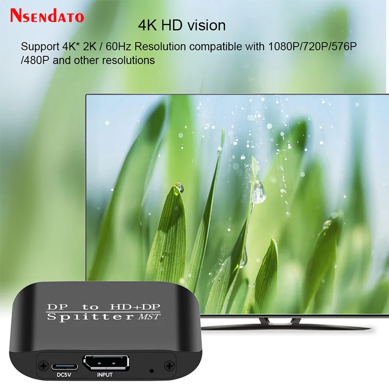 DP USB C To HDMI DP Splitter 8K DisplayPort Splitter 1 in 2 Out DisplayPort Splitter Adapter With MST for Dual Monitor Extended