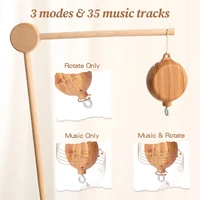 Boîte à musique rotative pour nouveau-nés, berceau pour bébé de 0 à 12 mois, hochet suspendu couleur bois, jouets musicaux apaisants, cadeau pour bébé 3