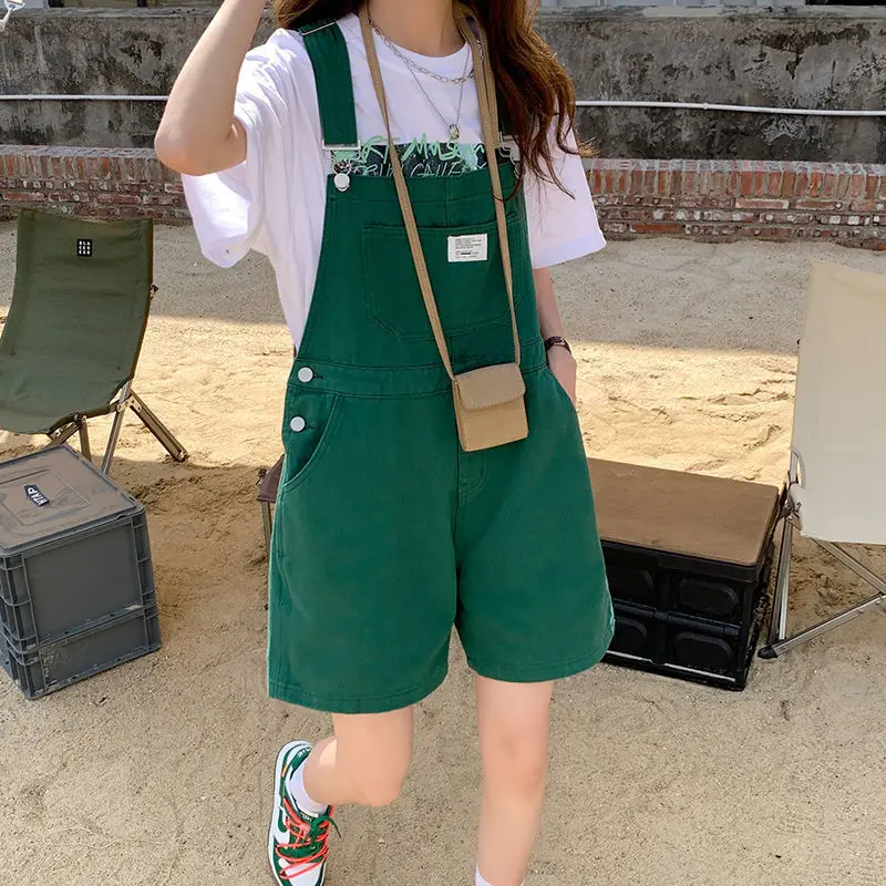 790922-c05d7f.jpg 2023 Summer Green Overalls Shorts for Women Girl Suspender Jumpsuit Cargo Pants Vacation Outfits Harajuku Kawaii Cute Clothing - Image 1