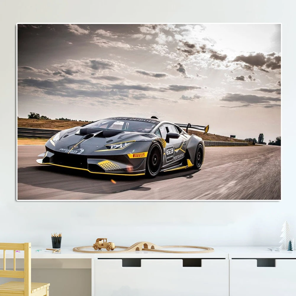 Abstract Supercar Huracan Poster Modern Luxury Racing Track Canvas Painting Sports Car Inspirational Wall Art Living Room Decor