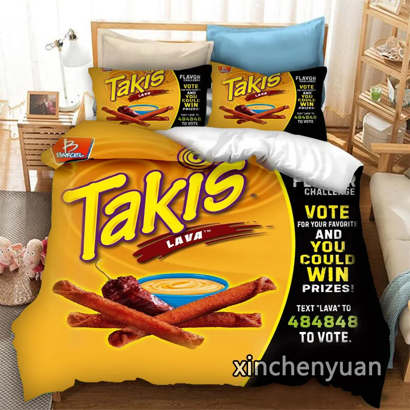 thumbnail image 1 of Juego de cama con estampado 3D de Snacks Takis de Phechion, fundas de edredón, fundas de almohada, juegos de cama con edredón de una pieza, ropa de cama, lino K275, 1 of 4