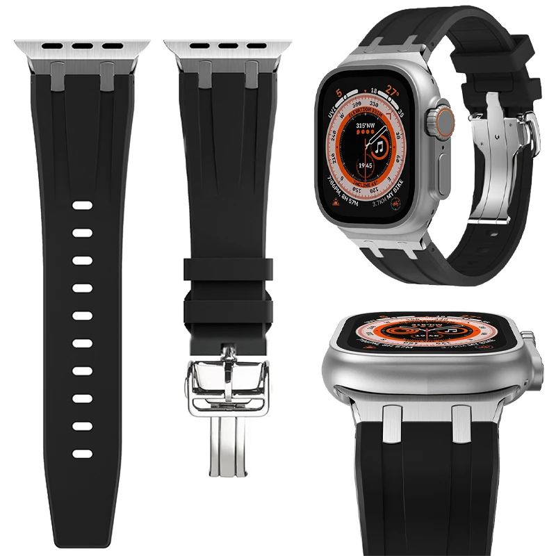 

Silicone Strap For Apple Watch Ultra 2 49mm 9 8 7 45mm 41mm Soft Sport Rubber Band For iWatch Series 6 5 4 SE 44mm 42mm Bracelet