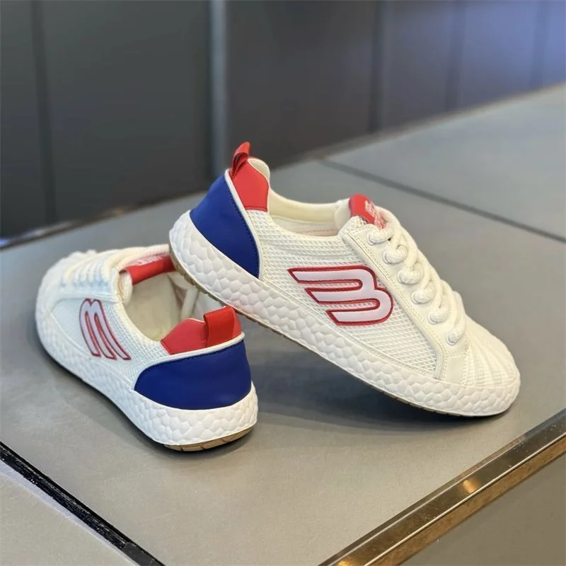 Mesh Soft Bottom Casual Shoes Men and Women American Business Hit Color Embroidery Flat Shoes 2024 New Breathable Couple Shoes