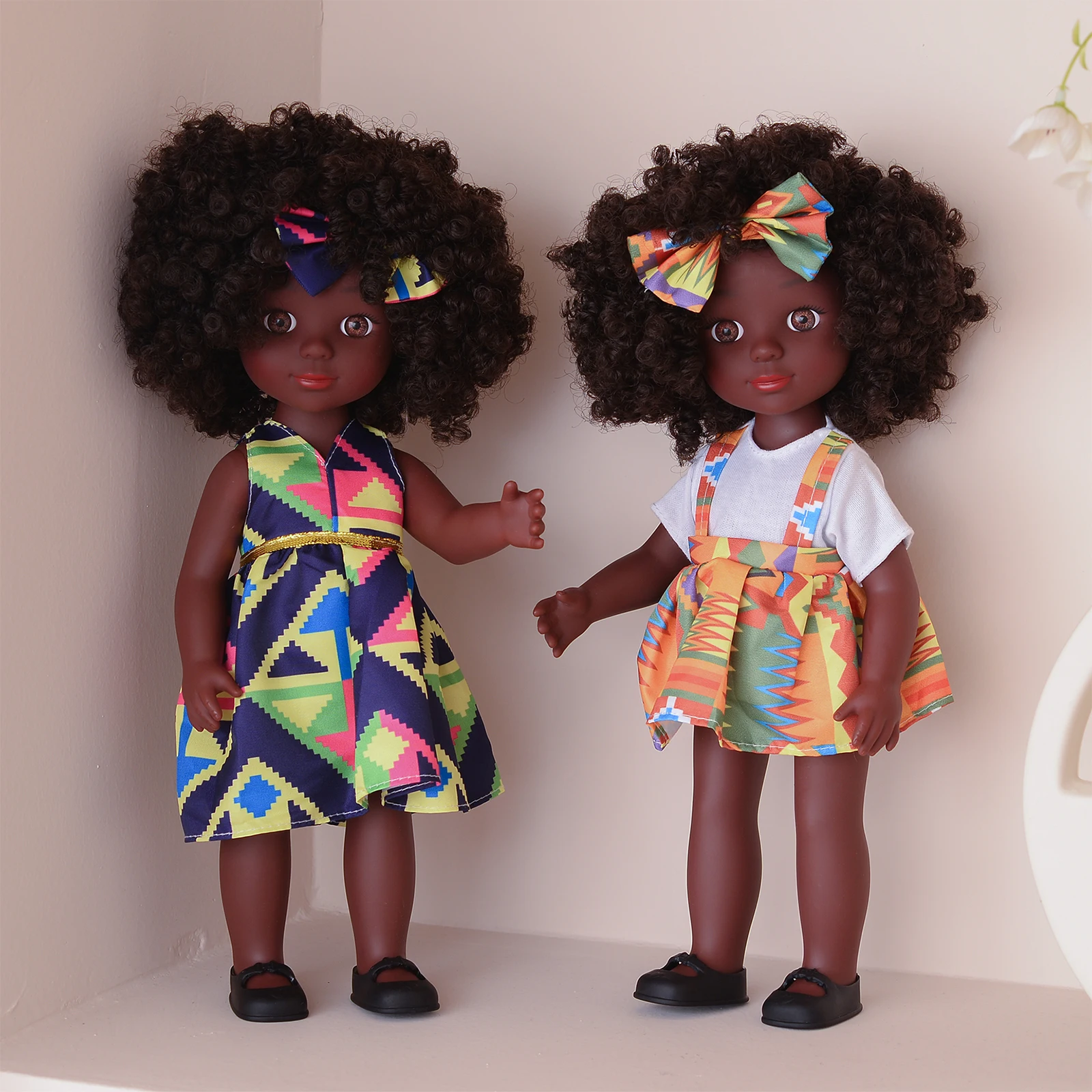 One Piece 14 Inch American African Black Doll with Curly Hair - Perfect Gift for Girls on Birthday - Full Set Included 5