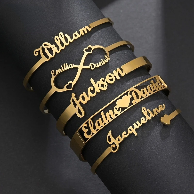 Bracciale personalizzato in acciaio inossidabile per donna nome personalizzato  bracciale lettera braccialetti personalizzati con ciondoli braccialetti  gioielli in oro infinito