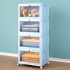 4 Tier Stackable Plastic Storage Bins with Lid and Wheels - 23 QT Closet Organizers and Storage, Foldable Storage Containers 1