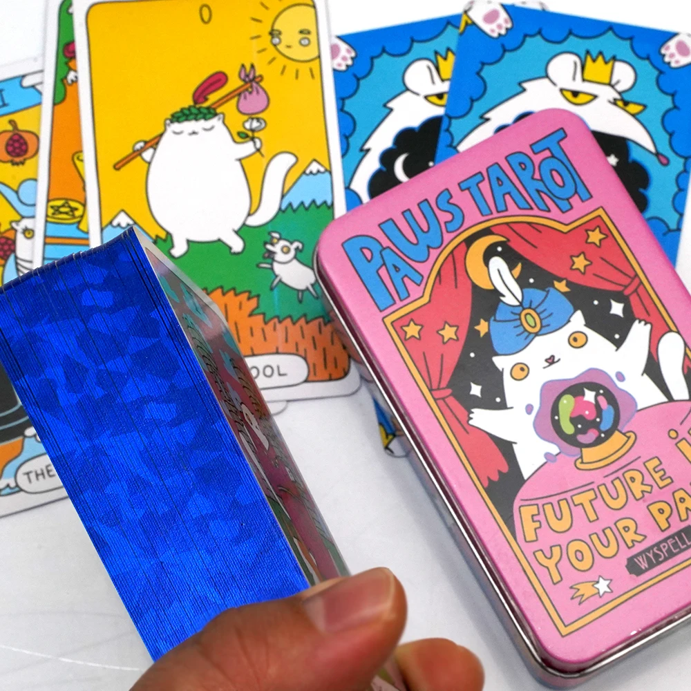 Tin Box Wyspell Cat Tarot Cards 78 Card Cat Tarot Deck Unique Tarot Cards for Cat Lovers and Tarot Enthusiasts Cute Tarot Cards 4