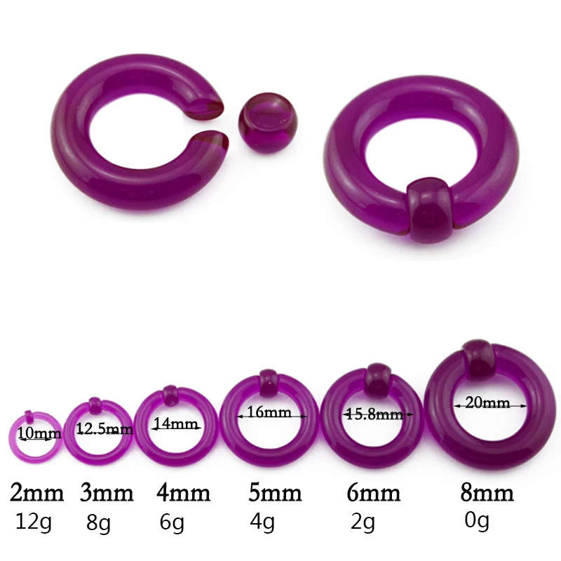 1 Pcs Acrylic BCR Giant Captive Bead Ring Ear Plugs and Tunnels Big Size Expander Ear Gauge Nose Septum Piercing Body Jewelry