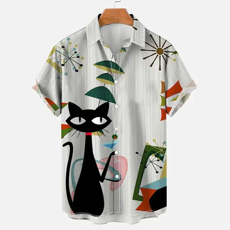 EKAT ekat (UNISEX)⭐️3D PATTERN SHIRTS Men's Summer Shirts Egyptian Cat 3D Pattern Shirt Summer