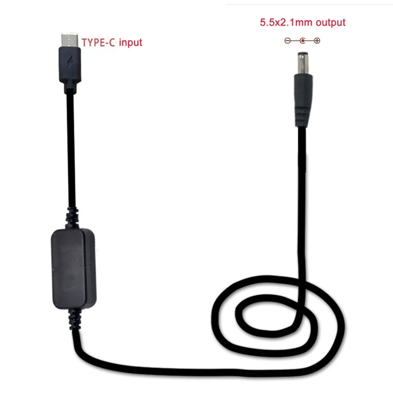 USB C PD Type C Male to 12V 20V 5.5x2.1mm Male Step Up Power Supply Cable for Wifi Router LED Light CCTV Camera and More