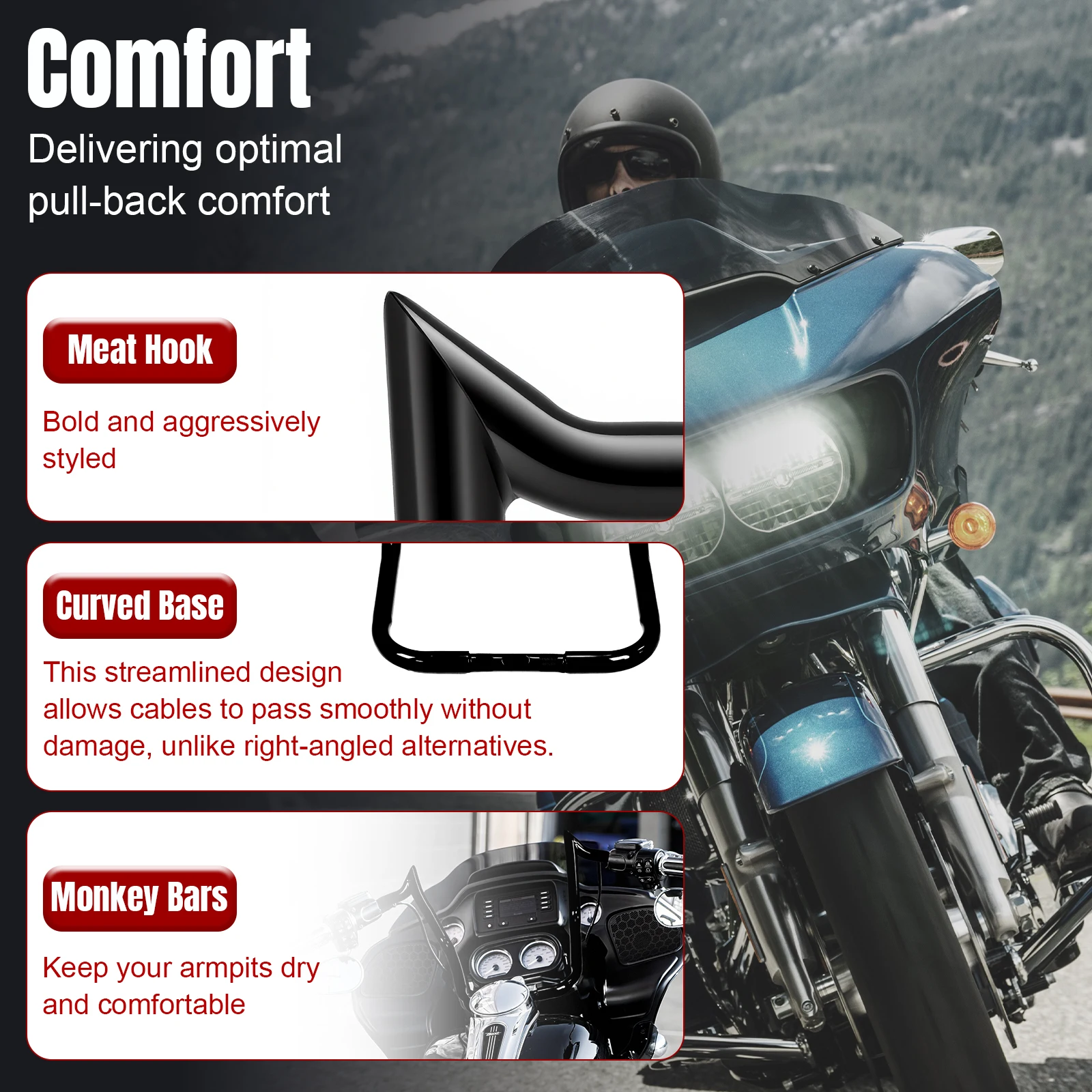 16inch Apes Handlebars Ape Hangers Handlebars Ape Hangers Compatible for Harley