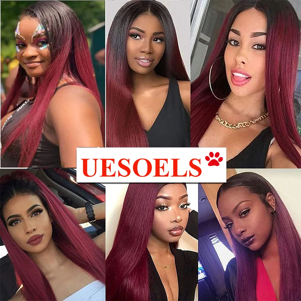 Straight Clip in Human Hair Extensions Brazilian Remy Hair Clip In For Black Women 1B/99J 1B/4/27 100% Human 8 Pcs
