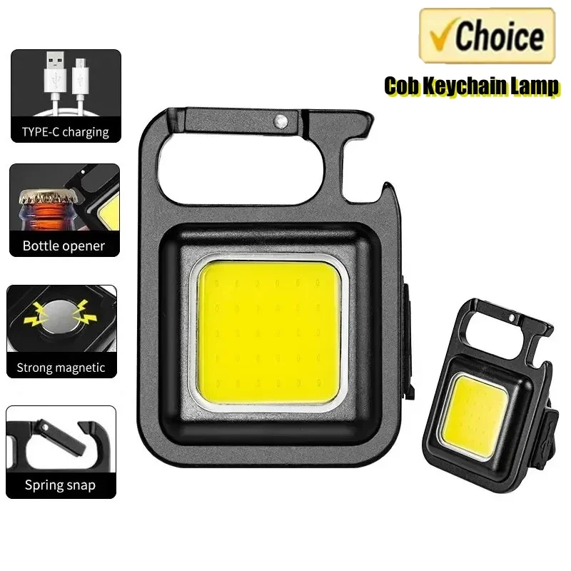 Mini Flashlight Super Bright COB Keychain Lights USB Rechargeable Work Lights for Outdoor Camping Fishing