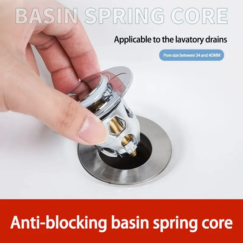 Washbasin Universal Pressing Water Plug Anti-rust Spring Copper Core Drainer Filter Anti-blocking Anti-odor Accessory
