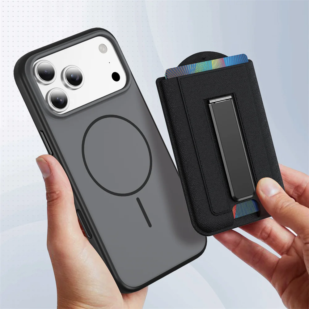 Magnetic PU Leather Wallet with Multi-functional Card Holder and Foldable Stand