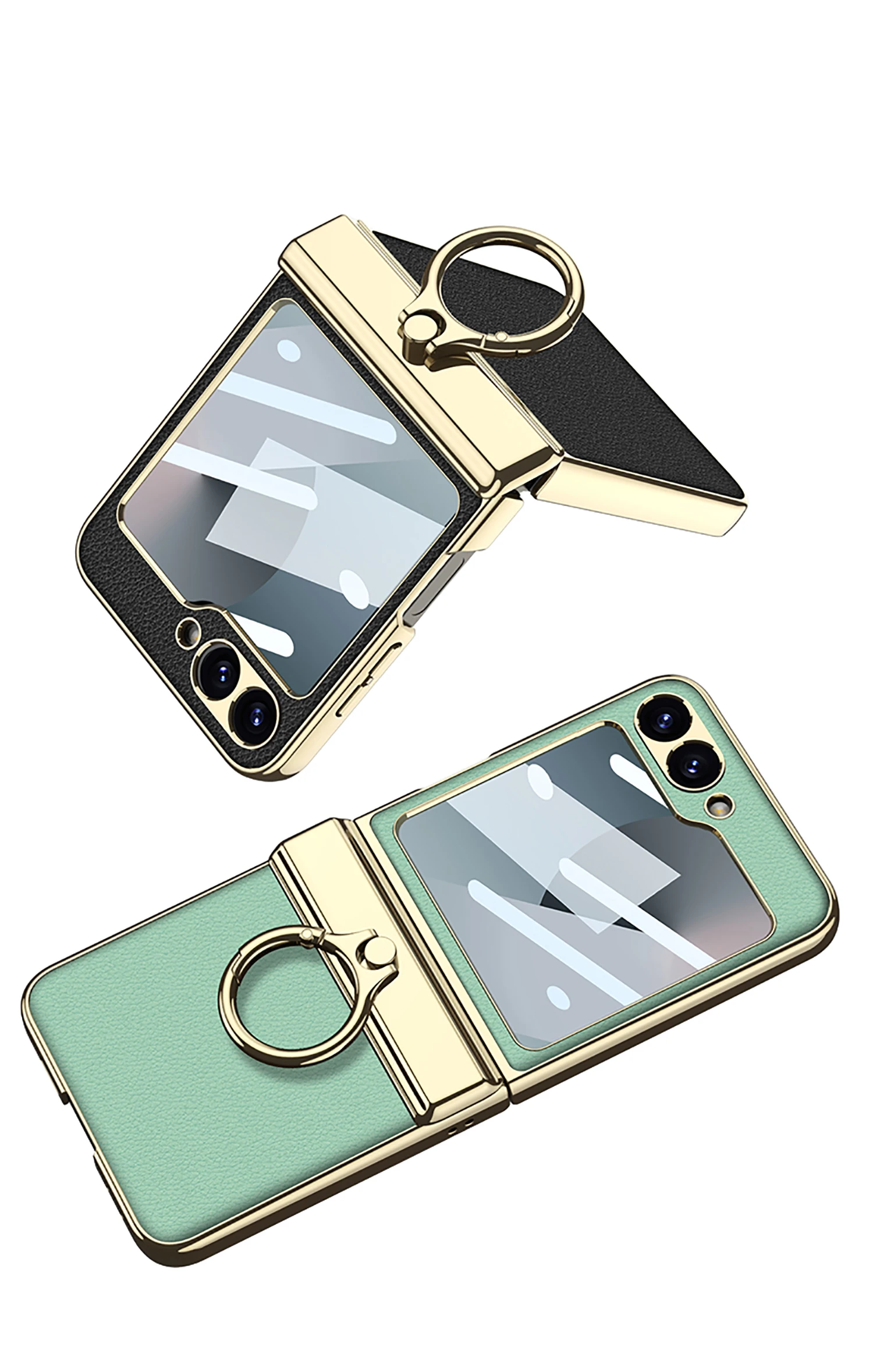 Magnetic Hinge PU Leather Case For Samsung Galaxy Z Flip 6 Screen Glass Plating