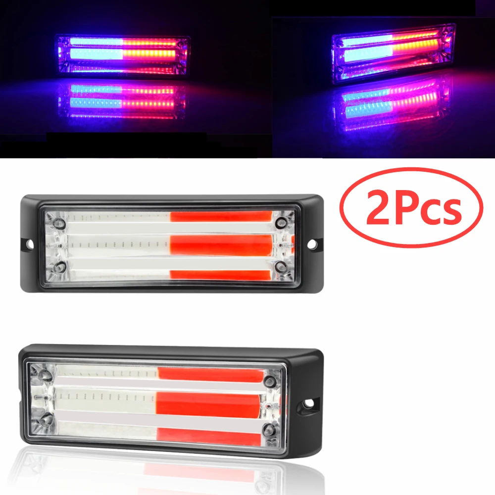 2 шт., стробоскоп, полицейская мигалка, синий, красный, COB, на крыше, 18 режимов, 12-24 В, маячок, прицеп, фонари для грузовика, автомобиль, лампа для экстренных ситуаций