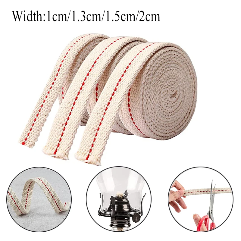 Lot De 3 Rouleaux De Mèche En Coton Plat Solide De 15mm Pour Brûleur à Kérosène, Lampe à Huile, Rouleau De Mèche Pour Lampe à Huile Pour Fabrication D'accessoires De Bricolage