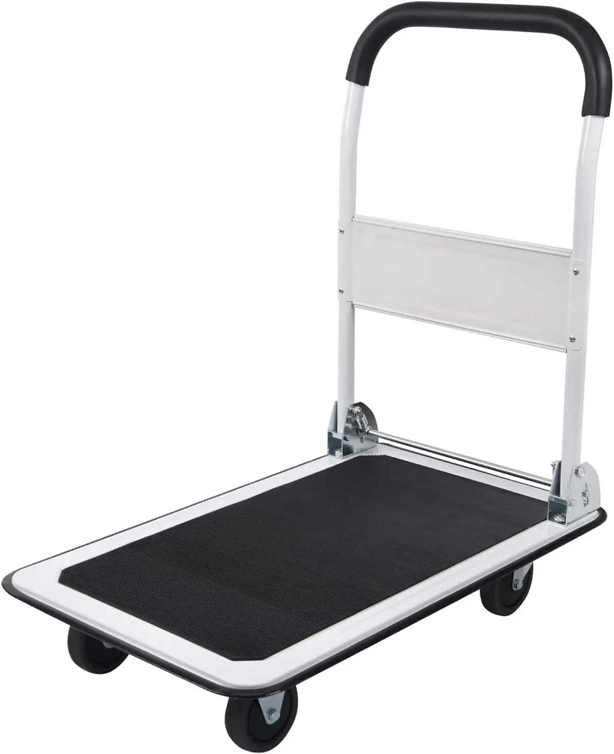 

Foldable Push Cart Platform Cart 330lbs Capacity 4 Wheels White Easy To Fold Mute Wheel Sturdy Multipurpose
