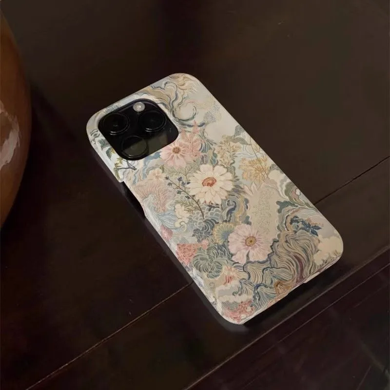 Elegant Floral Pattern Glossy Phone Case - Luxury Hard PC Finish