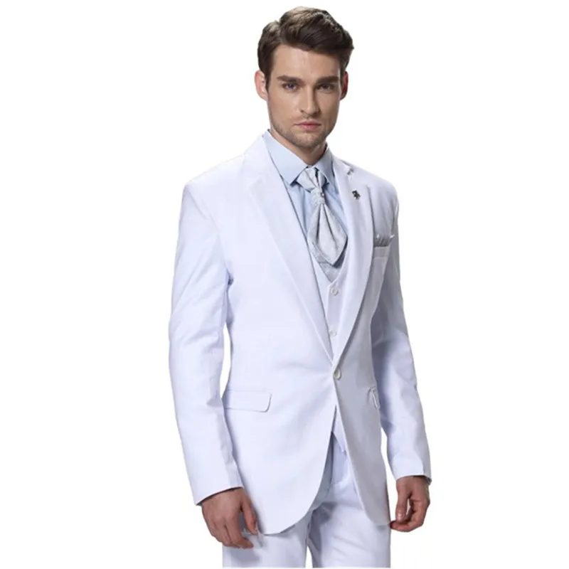 New Men Suit Terno Slim Fit Man White Suit Formal Occasions Costume Homme Custom Make Men Suits Set (coat+pants+vest)