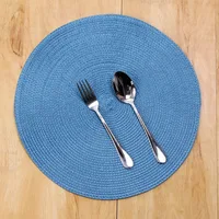 1pc Round Woven Placemats PP Waterproof Dining Table Mat Non-Slip Napkin Disc Bowl Pads Drink Cup Coasters Kitchen Decoration 2