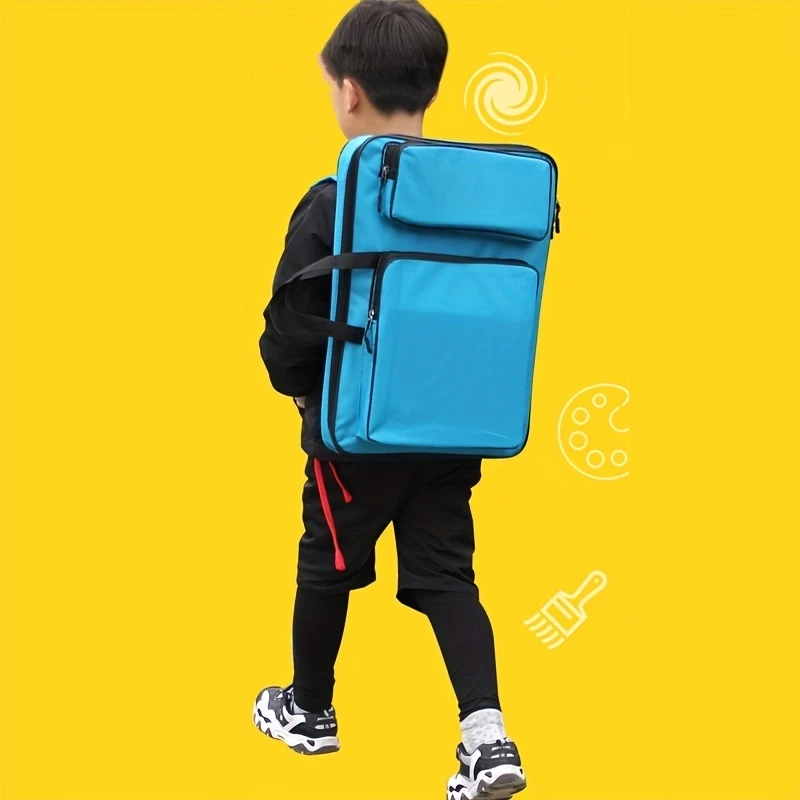 Borsa Porta Disegno 8K Impermeabile 50x37 Cm, Zaino E Tracolla 2-in-1 In Oxford Per Artisti, Studenti, Con Tasche Multiple
