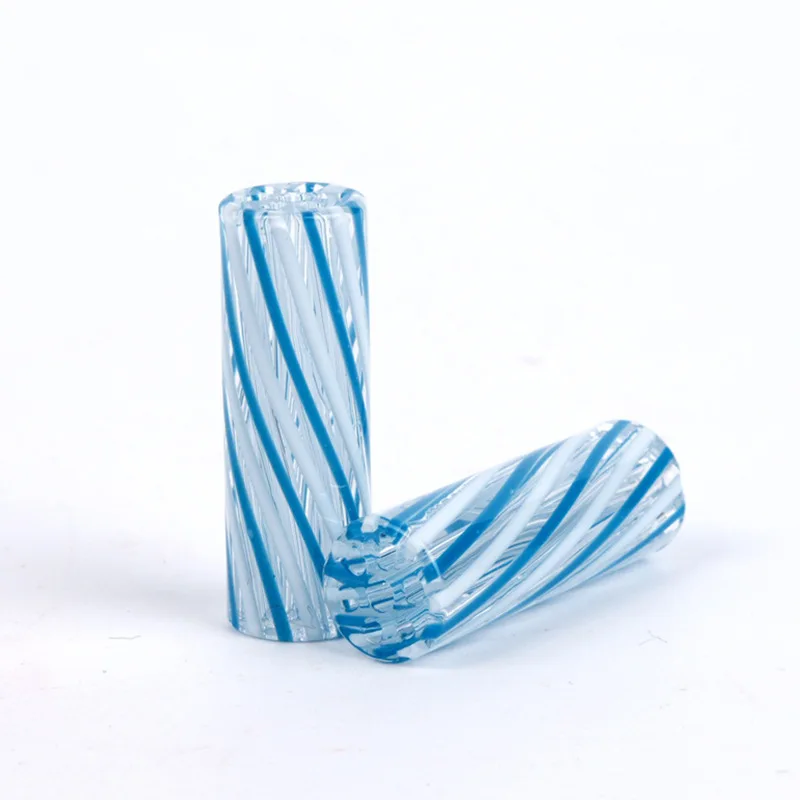Description Picture 3 of item5pcs 10x30mm Blue and White Glass Smoking Filter with 7 Holes Spiral Threaded Glass Mouthpiece Smoking Accessories