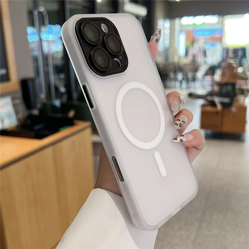 Slim Magnetic Matte Transparent Case with Magsafe Compatibility and Wireless Charging Cover