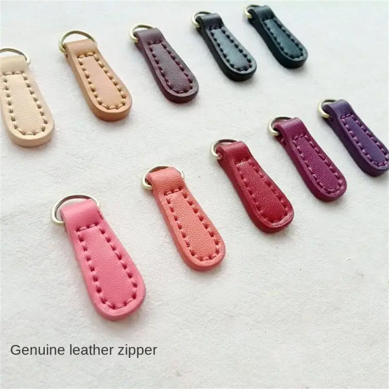 Zipper Pullers Genuine Leather Zipper Zip Puller Head Clothes Luggage Accessories Backpack Zipper Buckle Pendant Pull Tab Sewing Tab