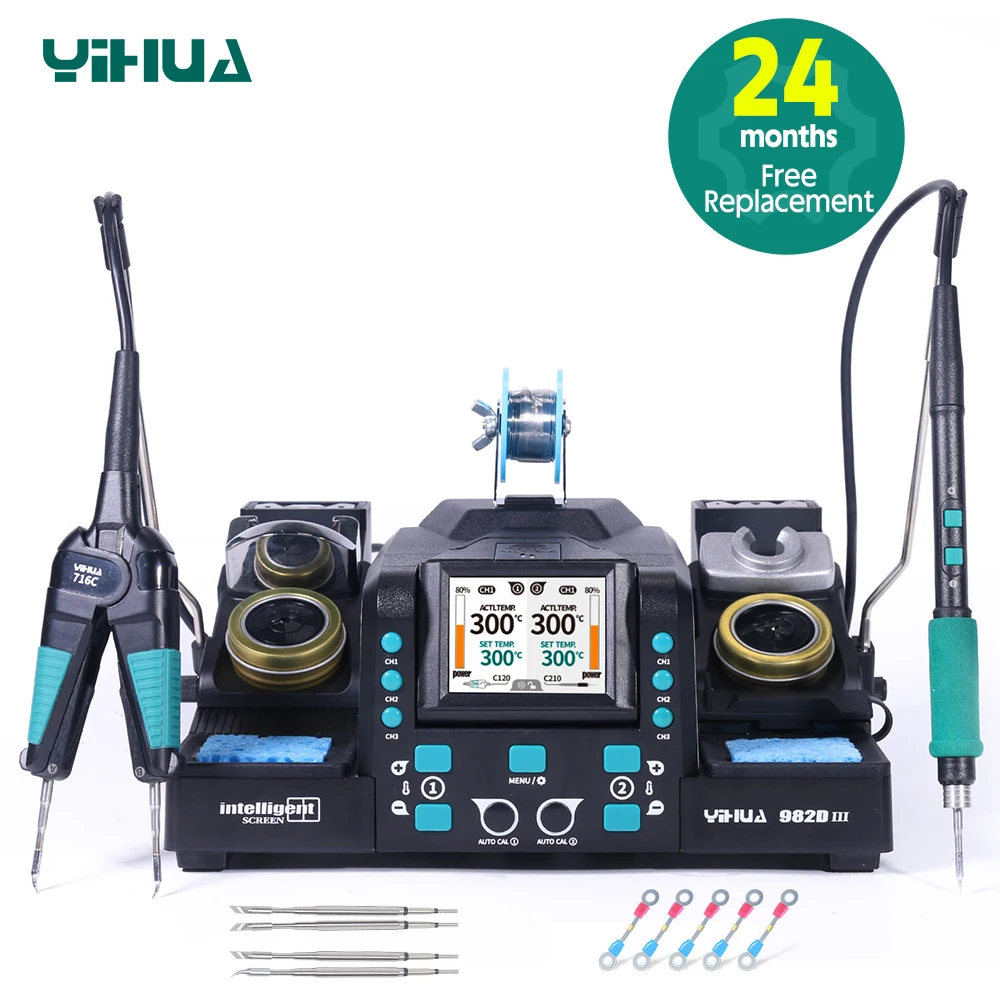YIHUA 982D-III Precision Tweezers Soldering Iron Station 982D-I for SMT SMD Micro Component Rework Statio with Auto Calibration 1