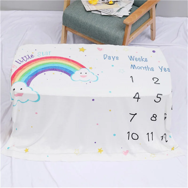 Baby Monthly Milestone Blanket For Girl Boys Floral Wings Newborn Soft Flannel Blanket Photo Prop Background Child Play Mats 3