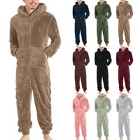 Man Sleepwear Sleeping Sexy Lingerie Jump Suit Hot Selling Men's Zipper Warm Plush Thermal One-piece Pajamas for Couples Pajama