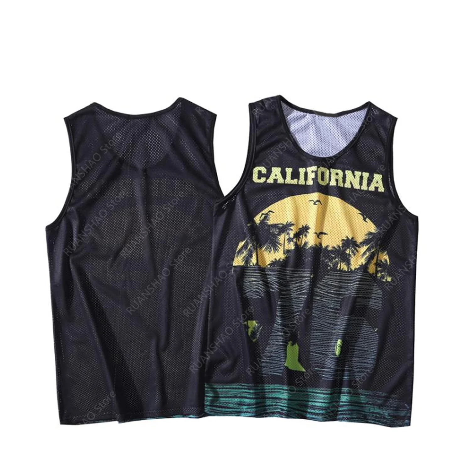 Summer New Style Loose Letter Print Fashion Men's and Women's Sports Fitness Seaside Beach Quick Drying Comfort Runing Vest