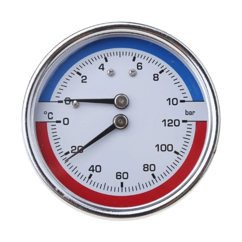 

Temperature Pressure Gauge 10cm-Dia 0-10 Bar 0-120 ℃ for Thermo-manometer Boiler DropShipping