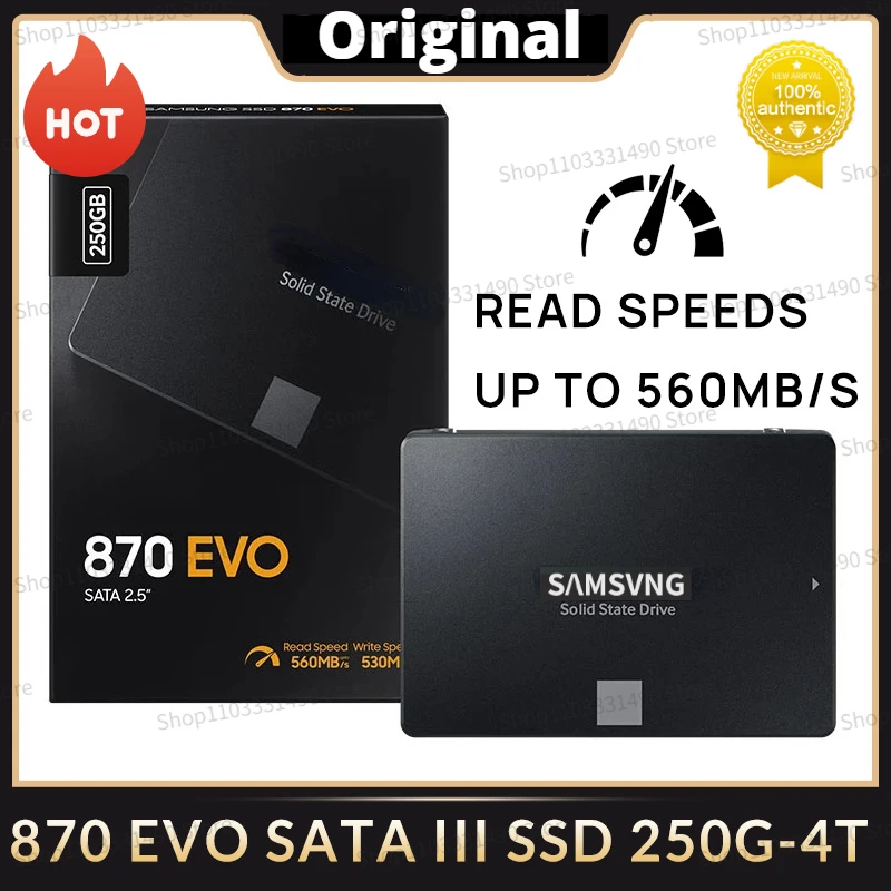 

HOT SSD 870 EVO 250GB 500GB 1TB 2TB 4TB Disk Hard Drive 560MB/S SATA3 2.5 Inch for Laptop Desktop Notebook Mini PC Computer ps5