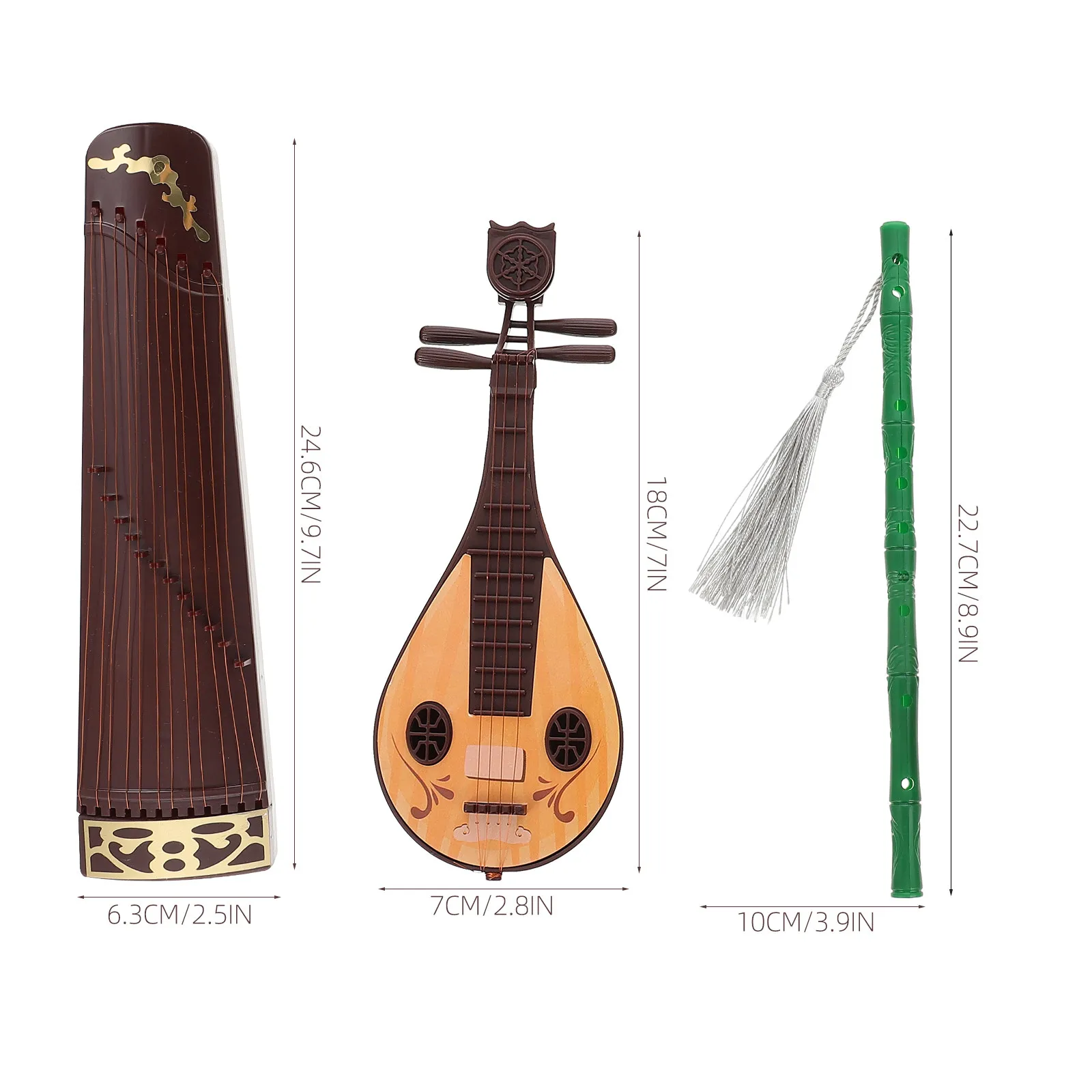 1 세트 미니 중국 스타일 악기 세트 Pipa Guzheng 미니어처 데스크탑 장식 어린이를위한 창조적 인 미니 장식품