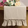 Ruffles Table Runner 100% Cotton Event Fabric Decor Romantic Solid Colour Placemat for Holiday Wedding Party Christmas Doily 2